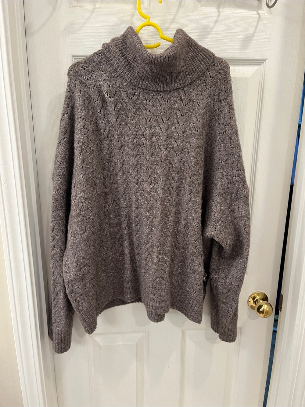 Old Navy Heather Gray Cable Turtleneck Sweater